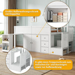Multifunctional Children's Loft Bed with Desk, Wardrobe and Storage Stairs, White MDF