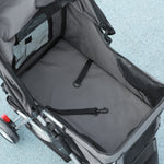Dog Stroller Buggy, Foldable Mesh Windows Cup Holder, Dark Grey
