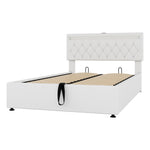 Upholstered Flat Bed 140x200cm with Storage & USB - White