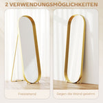 Full Length Mirror, 160 x 50 cm, Metal Framed, Gold