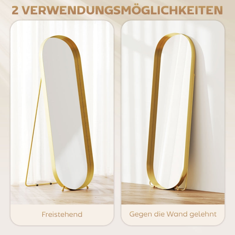 Full Length Mirror, 160 x 50 cm, Metal Framed, Gold