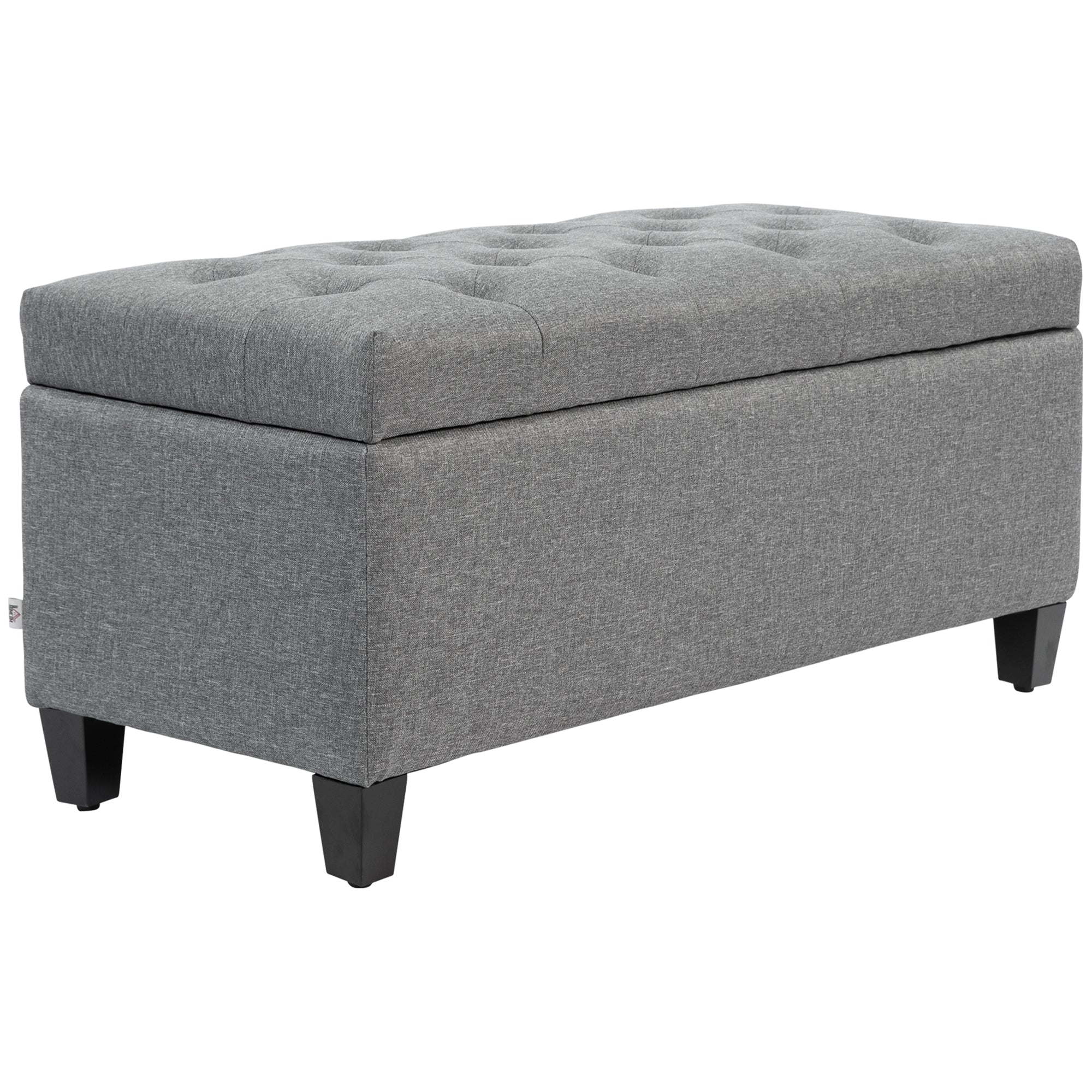 Upholstered Bench Storage Chest Hallway Bedroom 100x40x44 cm, Light Grey Polyester/Rubberwood