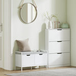 Shoe Cabinet with 3 Doors, Narrow, White
