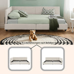 Double Bed 160x200cm Upholstered L-Shape Corner Frame - Velvet Beige