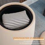 Ottoman Stool Round Storage Beige Velvet