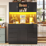 Tall Cabinet 120x40x183.5cm Smart LED Lighting 8 Drawers Adjustable Shelves Black