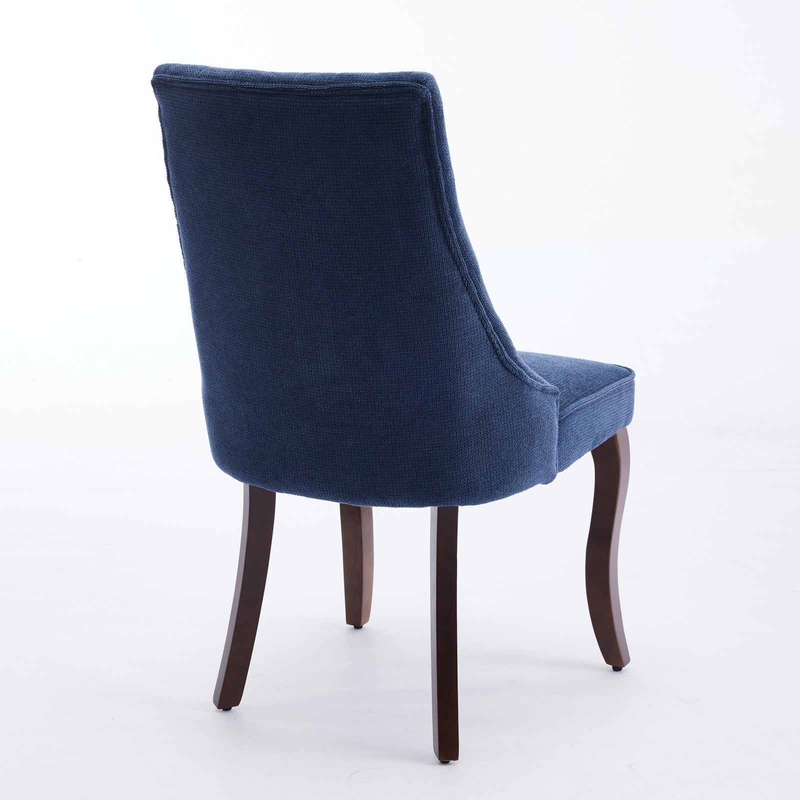 Dining Chairs Set of 2 Channel Upholstered Solid Wood Legs - Blue Linen