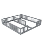 Children's Panel Bed 90x200 cm with Railing, Grey Pine Wood