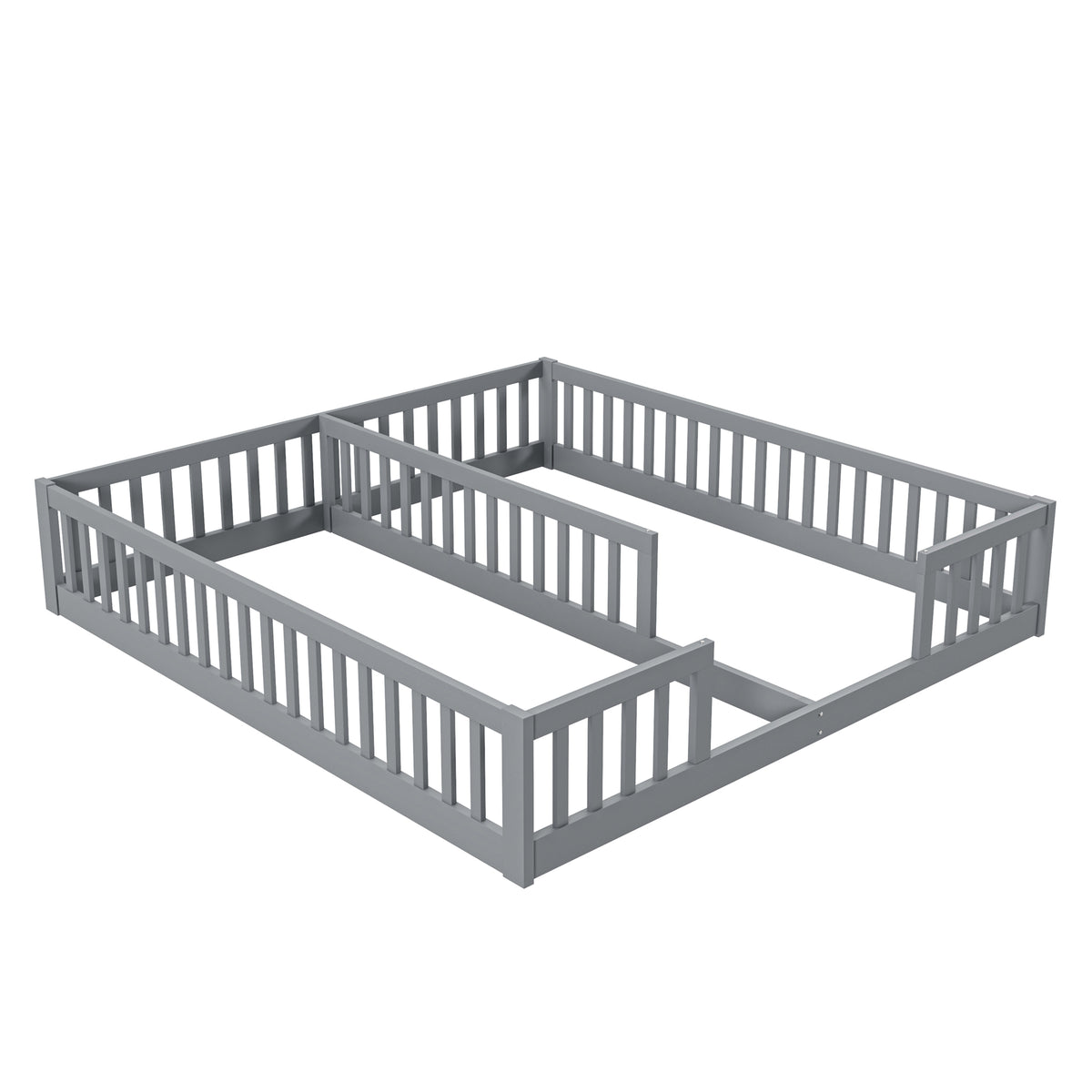 Children's Panel Bed 90x200 cm with Railing, Grey Pine Wood