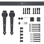 Sliding door fitting set 200 cm complete with rails, rollers, anti-jump devices, door stop, floor guide, carbon steel brown