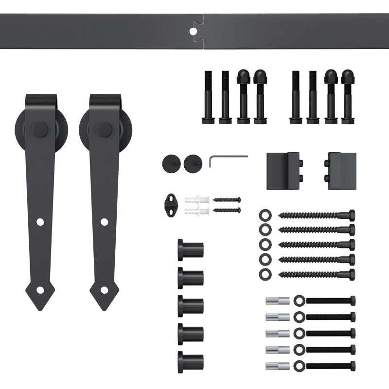 Sliding door fitting set 200 cm complete with rails, rollers, anti-jump devices, door stop, floor guide, carbon steel brown