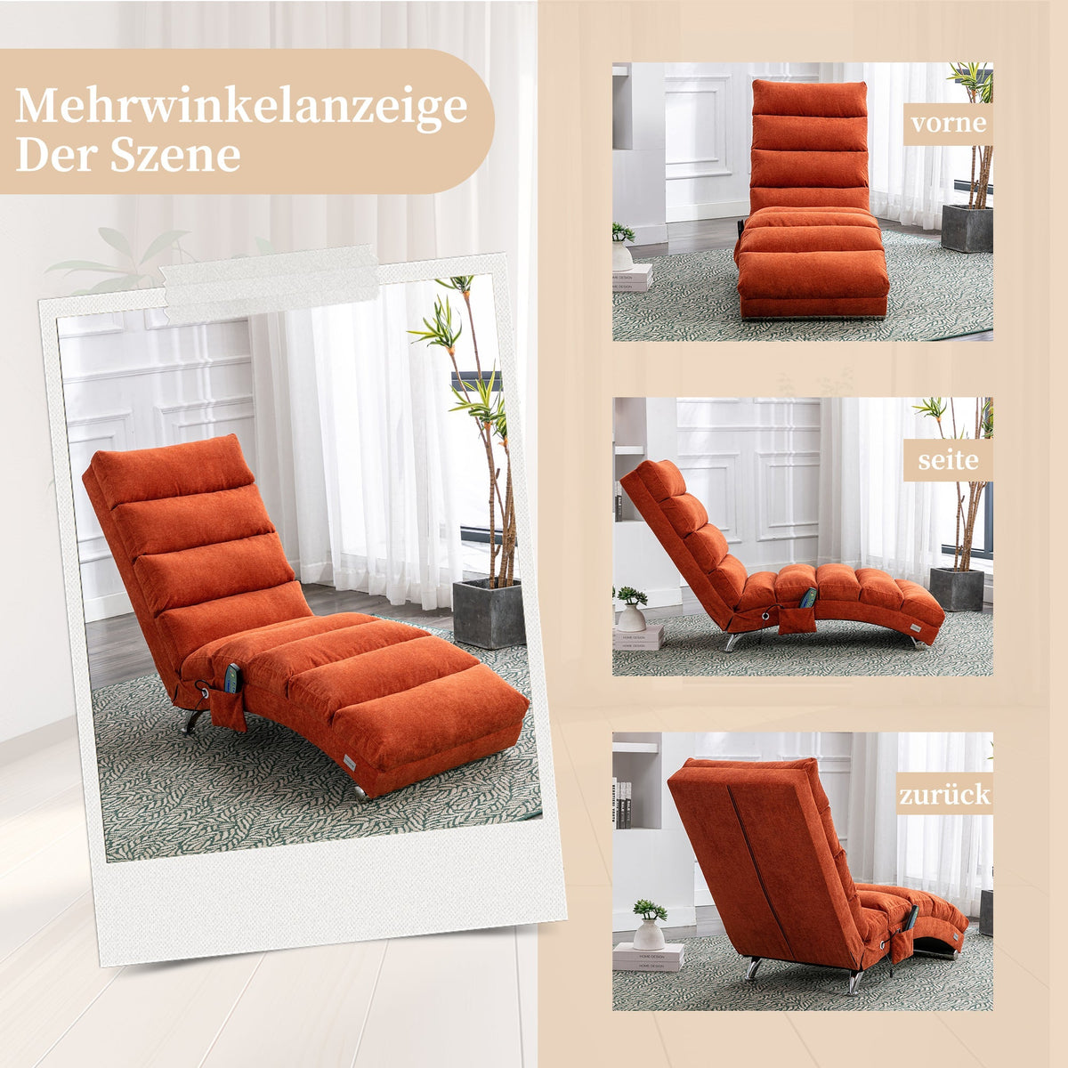 Relaxation Lounger with Full Body Support and Vibration Function, Bagcloth
