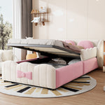 Children's Upholstered Storage Bed 90x200 with Cushions, Velvet
