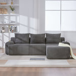 3-Seater Modular Corduroy Sofa with Ottomans, Cup Holders and Storage, Dark Grey