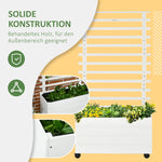 Planter with Trellis, Raised Bed with Wheels, Natural Wood White