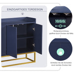 Sideboard, Modern Minimalist 4-Door Handleless Buffet, Navy Blue