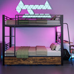 Bunk Bed 90x200cm with Desk, LED & Storage Drawers, Metal