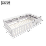 Kids Bed 90x200cm with Storage & Safety Rail, Solid Wood White