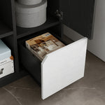 Multifunctional Bookcase with Open Storage, Doors & Drawers - Black/White