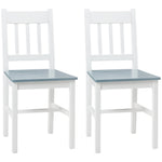 Dining Chair Set of 2, Kitchen Chairs with Backrest, Pinewood, Grey