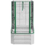 Raised Bed Set Planter with Plastic Cover & Trellis, 53x53x90cm, Wood
