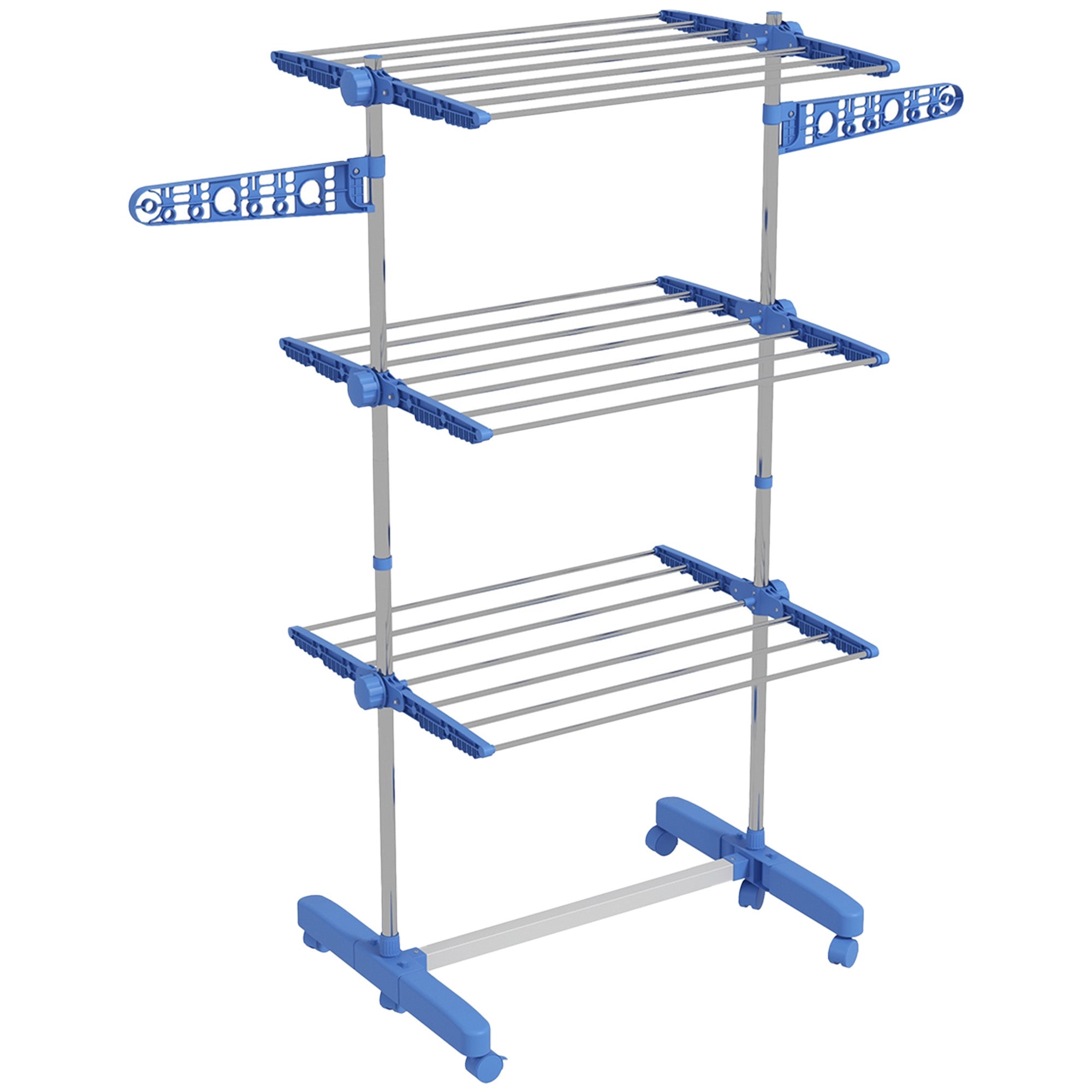 Clothes Dryer Tower, 3 Levels, Foldable, Steel Blue