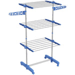 Clothes Dryer Tower, 3 Levels, Foldable, Steel Blue