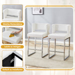 Bar Stools 2-Pack Nordic Style Modern Square Design Silver Metal Legs