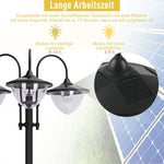 Solar Lantern 3-Piece Set, Floor Lamp Waterproof IP44 Flower Pot Base, Metal Black
