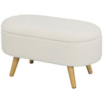 Storage Bench Footstool with Lid, Fabric Cover, White