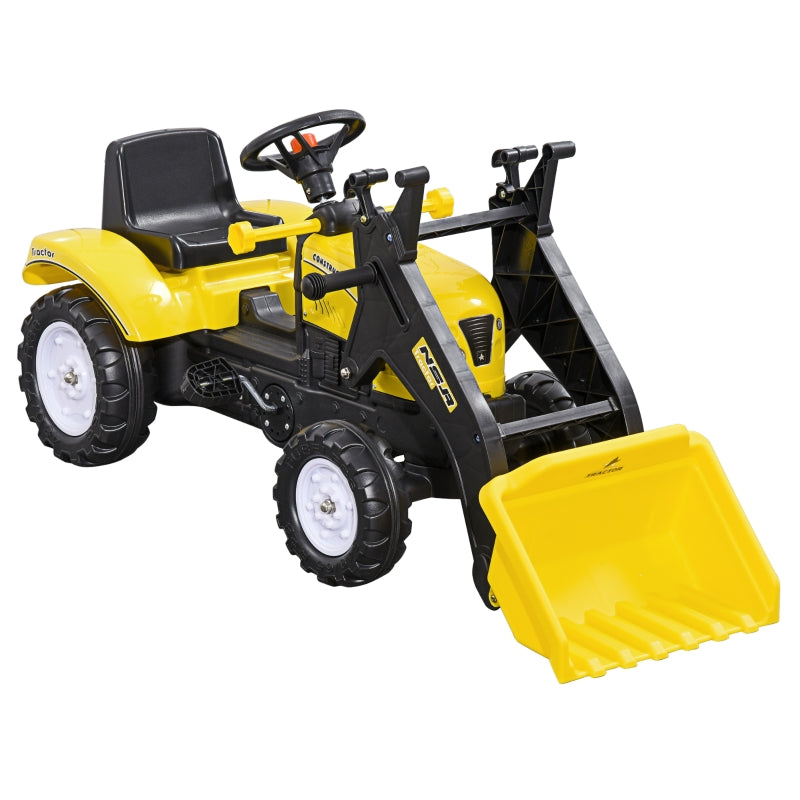 Children's Wheel Loader with Movable Shovel and Pedal Drive, Yellow Metal Frame