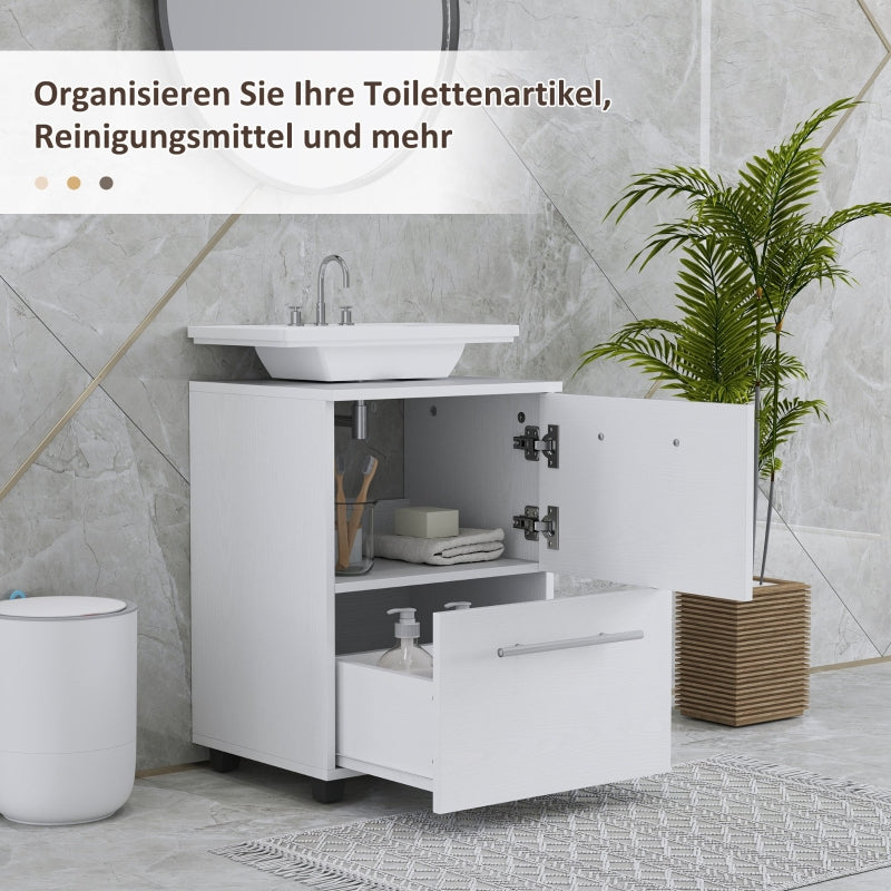 Bathroom Vanity Unit with Drawer, Compact Chipboard, White