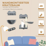 Cat Climbing Wall - 4 Pcs., Scratching Post, Cat Stairs, Hammock, Jumping Platform, Wood
