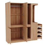 Extra-Large Wardrobe 140x40x170cm with Drawers, Storage, Open Area, Wood Color