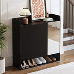 Shoe Cabinet with Full-Length Mirror and Multi-Tier Large Capacity, Black
