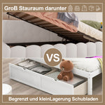 Daybed 90x200cm LED Hydraulic Storage USB White Imitation Fleece