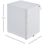 Mobile Filing Cabinet 3 Drawers Office Steel White 39x48x59cm