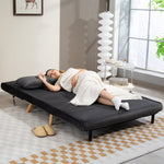 2-Seater Sofa Bed, Adjustable Backrest, Fabric Upholstery, Grey
