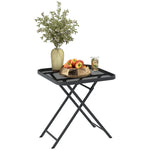 Folding Garden Table 70 x 70 cm, Weatherproof Steel, Black