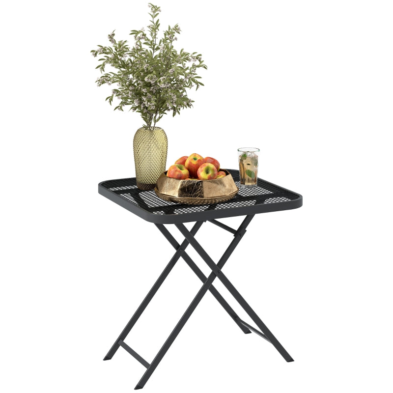 Folding Garden Table 70 x 70 cm, Weatherproof Steel, Black