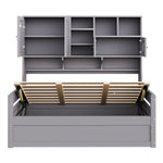 Sofa Bed, 90 x 200 cm Multifunctional Hydraulic Single Bed Frame, Grey Wood