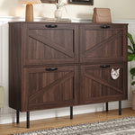 Narrow shoe cabinet with 3 flaps and pet toy storage, for hallway use
