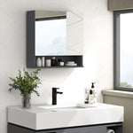 kleankin Mirror Cabinet, Adjustable Shelf, Anti-Fog, Gray