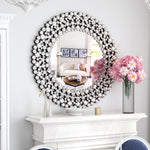 Wall Mirror, Round Crystal Accent 34 inch