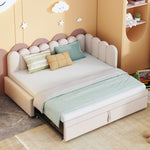 2-in-1 Sleeper Sofa L-Shaped Multifunctional Bed 90/180x200cm Velvet Beige