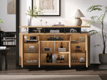 Sideboard Chest of Drawers with 4 Doors and 3 Open Compartments, Natural