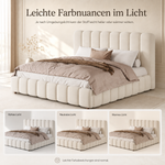 Upholstered Double Bed 160x200cm with Storage, Beige Velvet