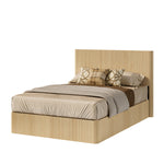 Modern Storage Bed 140x200cm with Hydraulic Lift, Light Oak