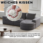 Chenille Sofa, Curved Modular L-Lounger, Two-Piece Set