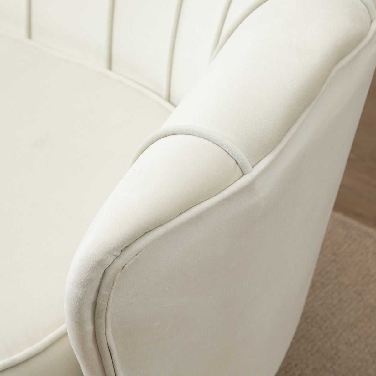 2-Seater Sofa Loveseat Upholstered Armrests Velvet Cream